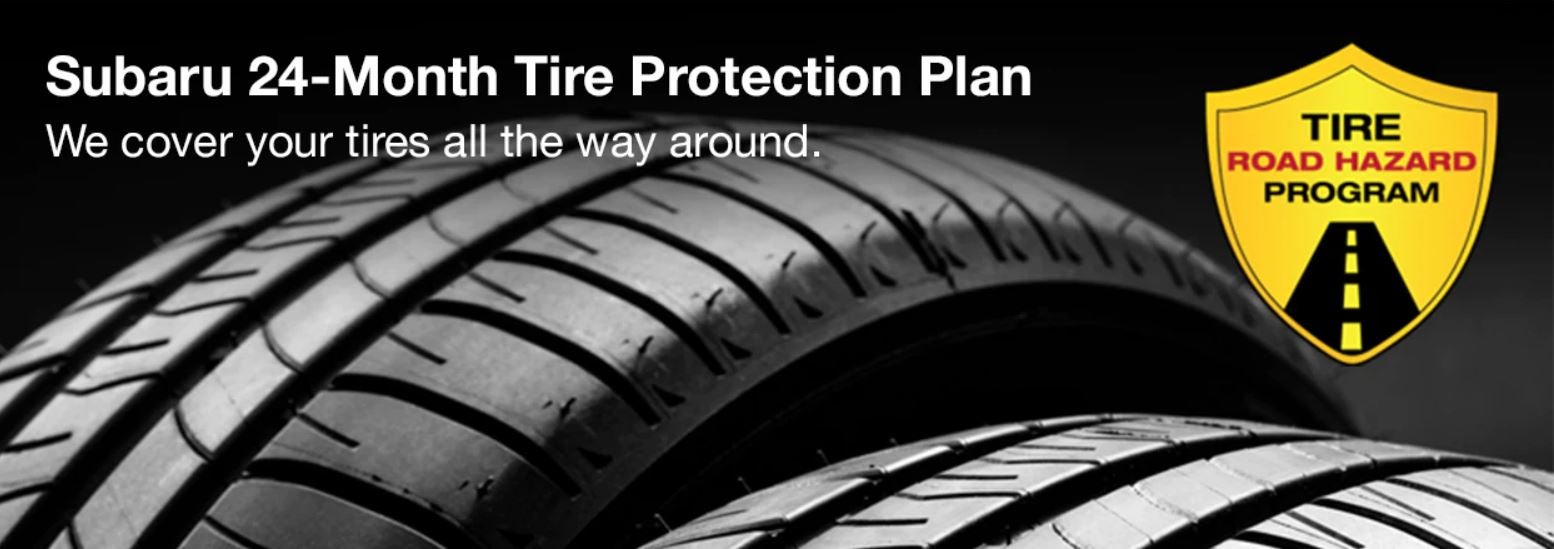 Subaru tire with 24-Month Tire Protection and road hazard program logo. | Neil Huffman Subaru in Louisville KY
